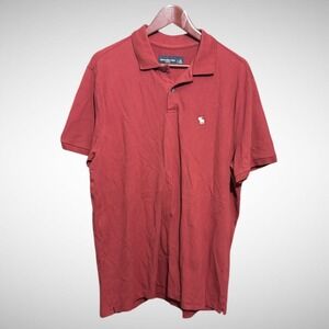 Abercombie and Fitch Shirt Mens 2XL Solid Red Short Sleeve Polo Collard
